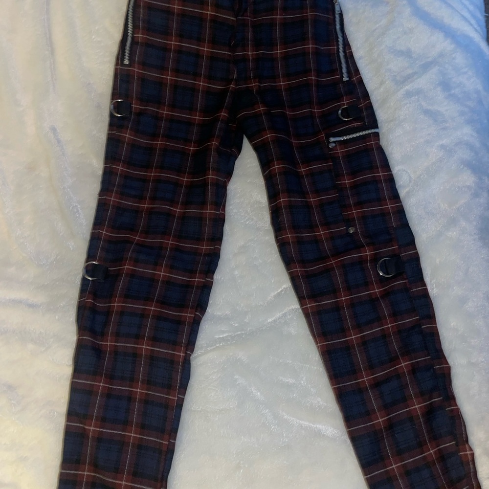 Vintage Dogpile Bondage Pants ~Size 30, Navy Blue & Maroon Plaid, USA-Made - Picture 4 of 4